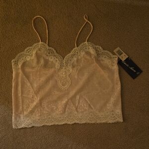 Vintage Lace Trim Cami Top   And Bottoms Cream, And Pink.